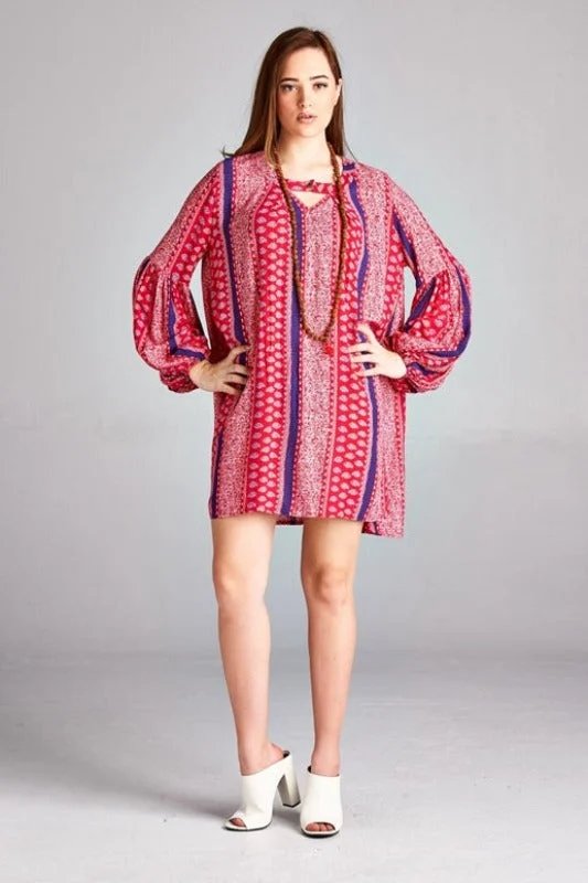 Velzera Print Tunic Dress - Red