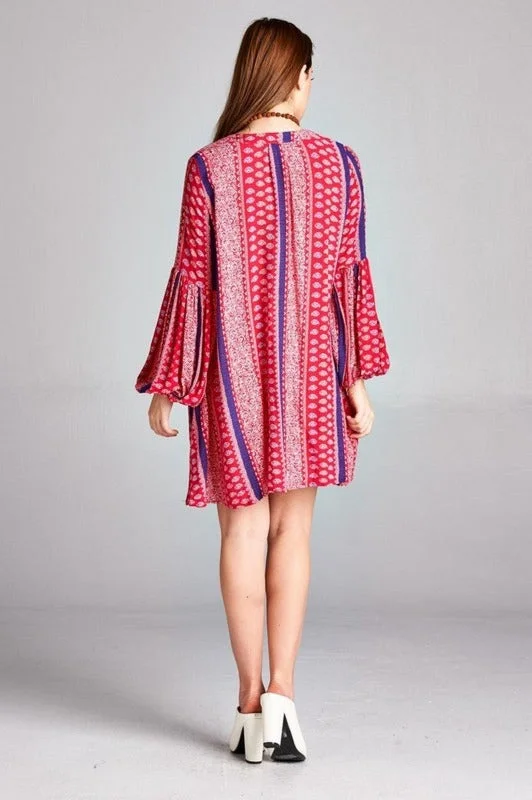 Velzera Print Tunic Dress - Red