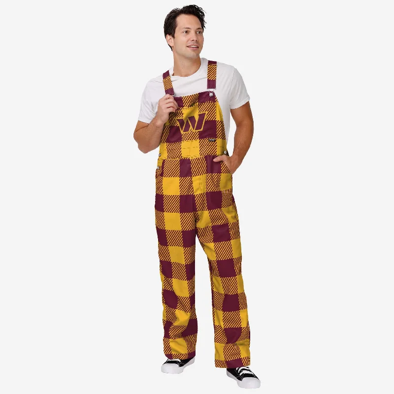 Washington Commanders Mens Plaid Bib Overalls