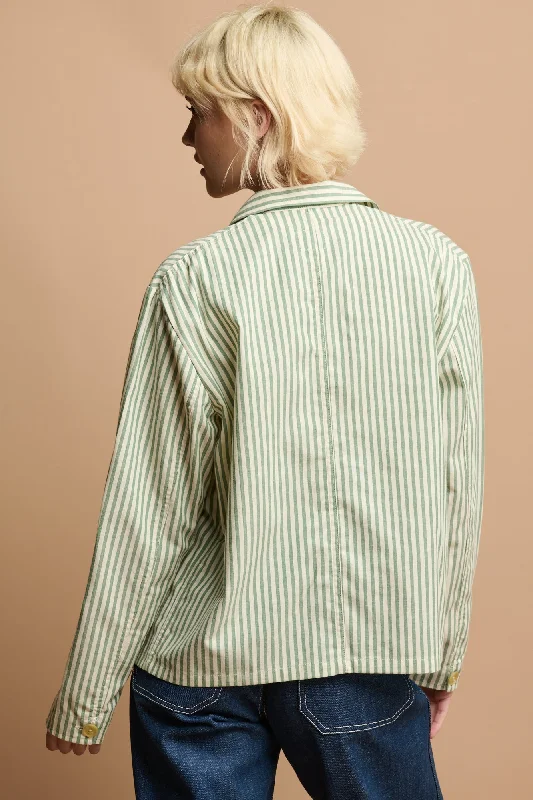 The Quarry Bank Women's Elena Stripe Overshirt - Green/White