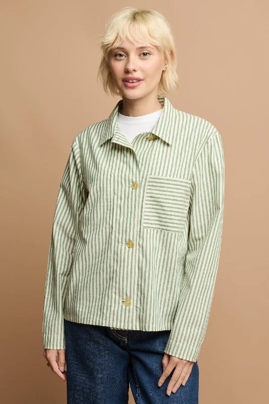 The Quarry Bank Women's Elena Stripe Overshirt - Green/White