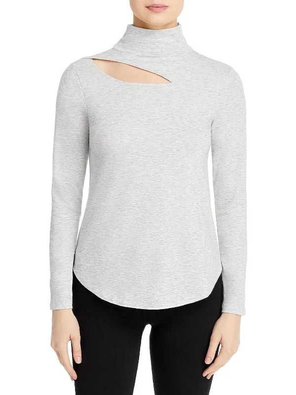 Womens Mockneck Cutout Pullover Top