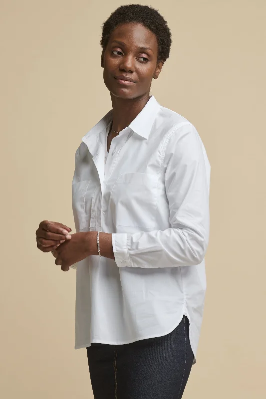 Women's Olivia Half Placket Lightweight Cotton Shirt - White