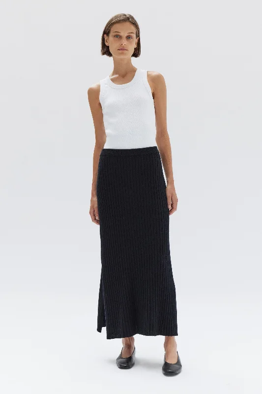 Wool Cashmere Rib Skirt