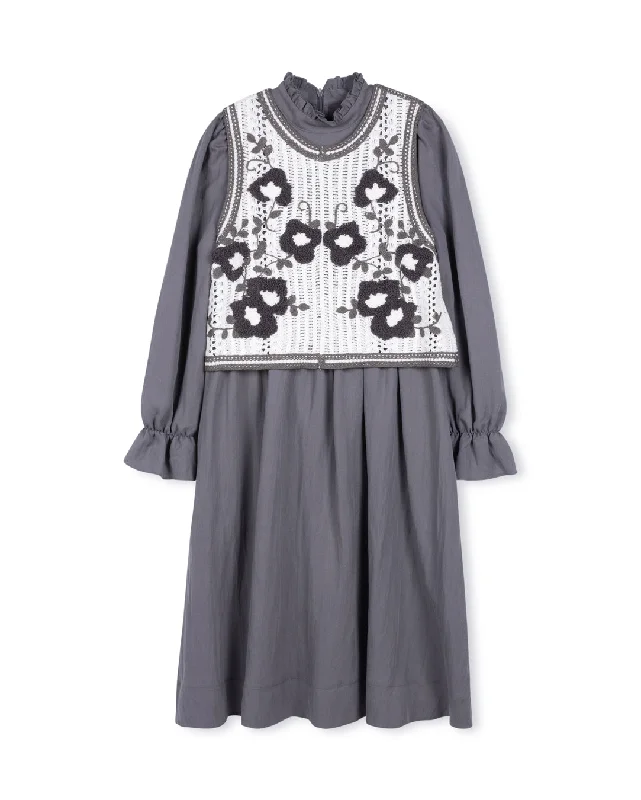 Wool Dress With Embroidered Vest