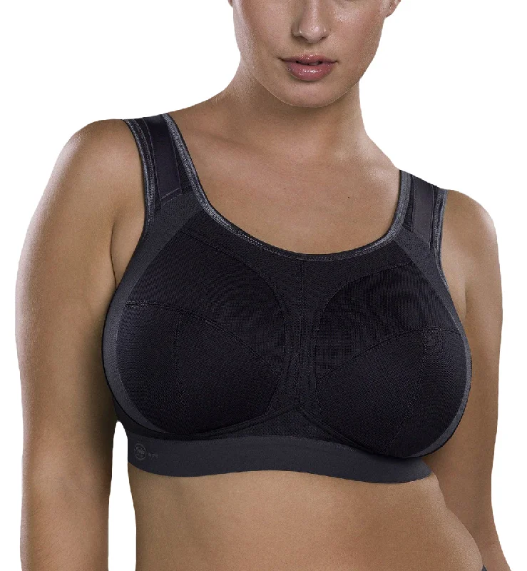 Bra with a smooth fabric for a sleek and comfortable feel Anita Extreme Control Plus Wireless Sports Bra (5567) - Black/Anthracite Bra with a smooth fabric for a sleek and comfortable feel Anita Extreme Control Plus Wireless Sports Bra (5567) - Black/Anthracite