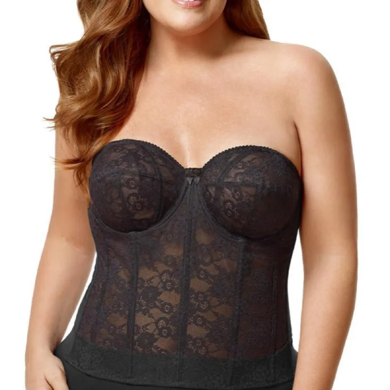 Bra with a satin - lined cup for a smooth and comfortable fit Lace Strapless Longline Bra 6621 - Black Bra with a satin - lined cup for a smooth and comfortable fit Lace Strapless Longline Bra 6621 - Black