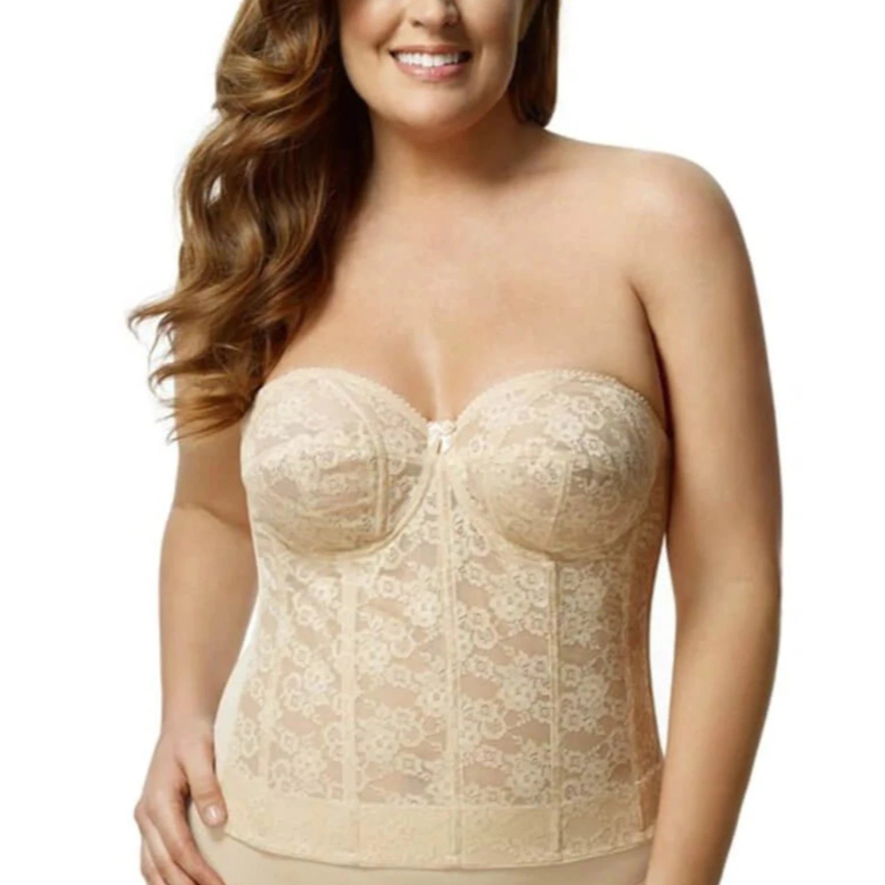 Lace bras for a feminine and elegant touch​ Lace Strapless Longline Bra 6621 - Nude