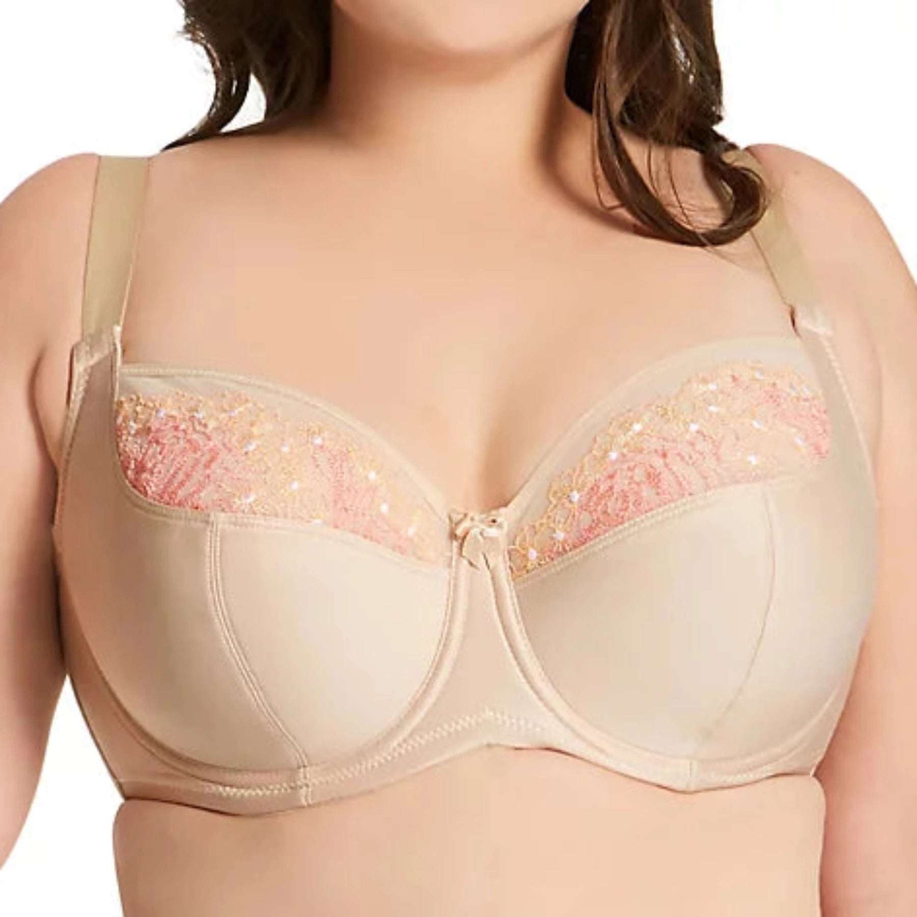 Bra with a push - up insert for extra cleavage on demand Swiss Embroidery Balcony Underwire Bra 2918 - Nude Bra with a push - up insert for extra cleavage on demand Swiss Embroidery Balcony Underwire Bra 2918 - Nude