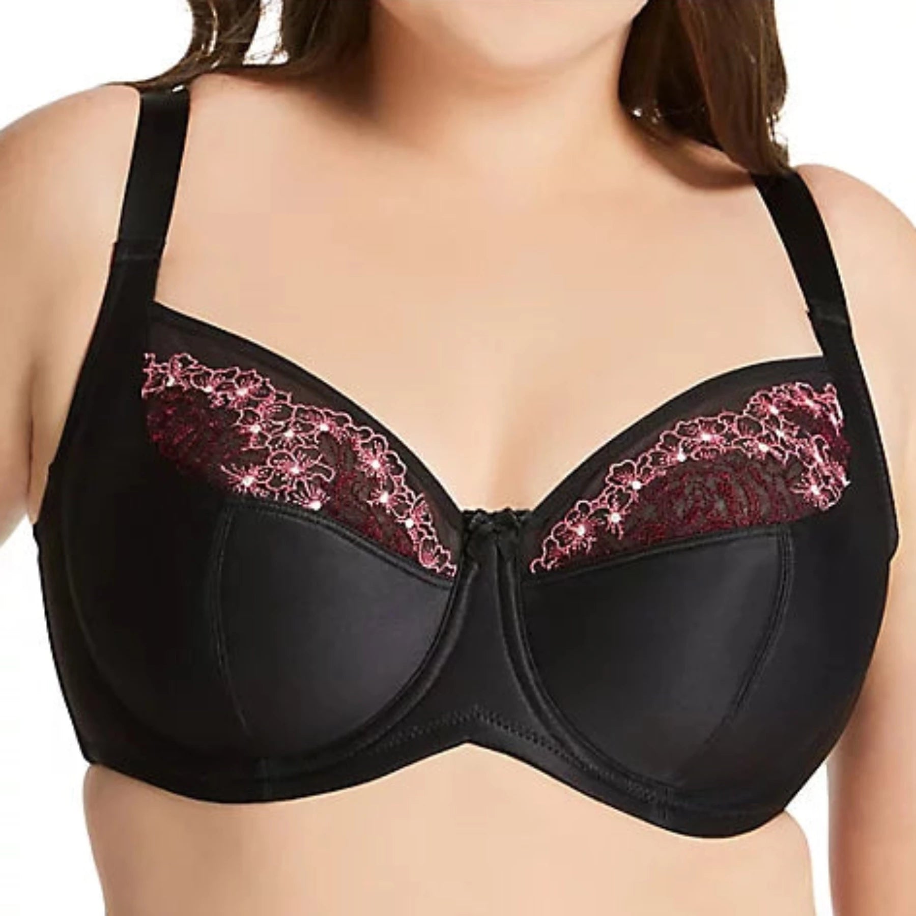 Cotton bras known for breathability and softness Swiss Embroidery Balcony Underwire Bra 2918 - Black Cotton bras known for breathability and softness Swiss Embroidery Balcony Underwire Bra 2918 - Black