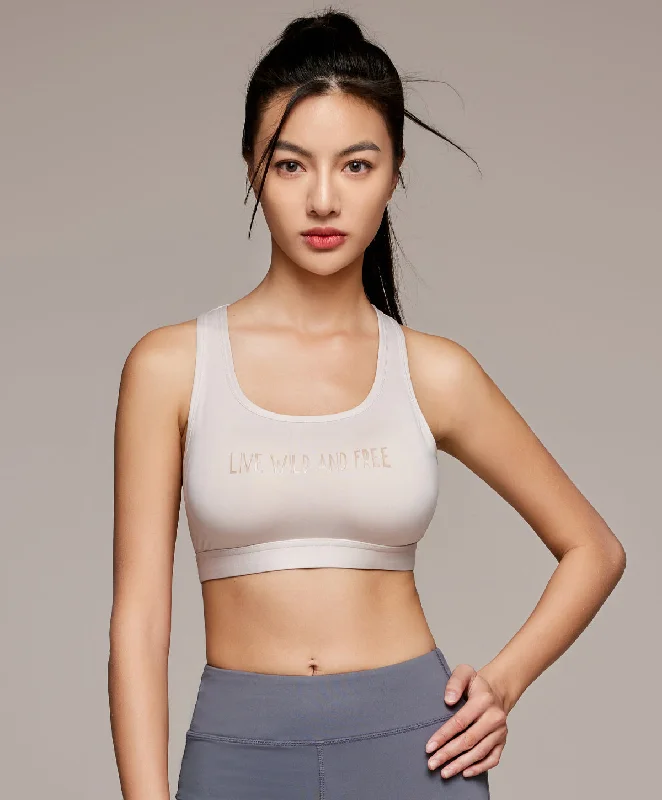 Bra with a satin - lined cup for a smooth and comfortable fit Energized Bohemian Explorer Elevate Sports Bra with Slogan Bra with a satin - lined cup for a smooth and comfortable fit Energized Bohemian Explorer Elevate Sports Bra with Slogan