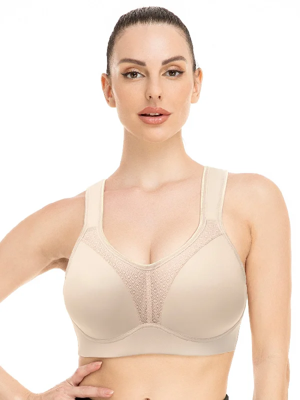 Bra with a seamless back for a smooth look under clothes High Impact Full Coverage Underwire Sports Bra Nude Bra with a seamless back for a smooth look under clothes High Impact Full Coverage Underwire Sports Bra Nude