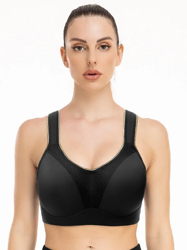 Bra with a seamless memory foam cup for a smooth silhouette High Impact Full Coverage Underwire Sports Bra Black Bra with a seamless memory foam cup for a smooth silhouette High Impact Full Coverage Underwire Sports Bra Black