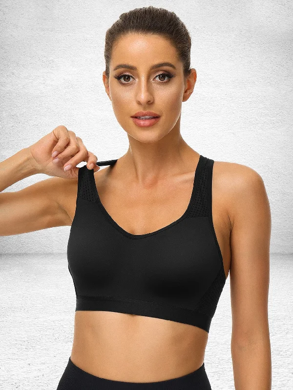 Nylon bras offering durability and stretch High Impact Lightly Padded Workout Bra Black Nylon bras offering durability and stretch High Impact Lightly Padded Workout Bra Black