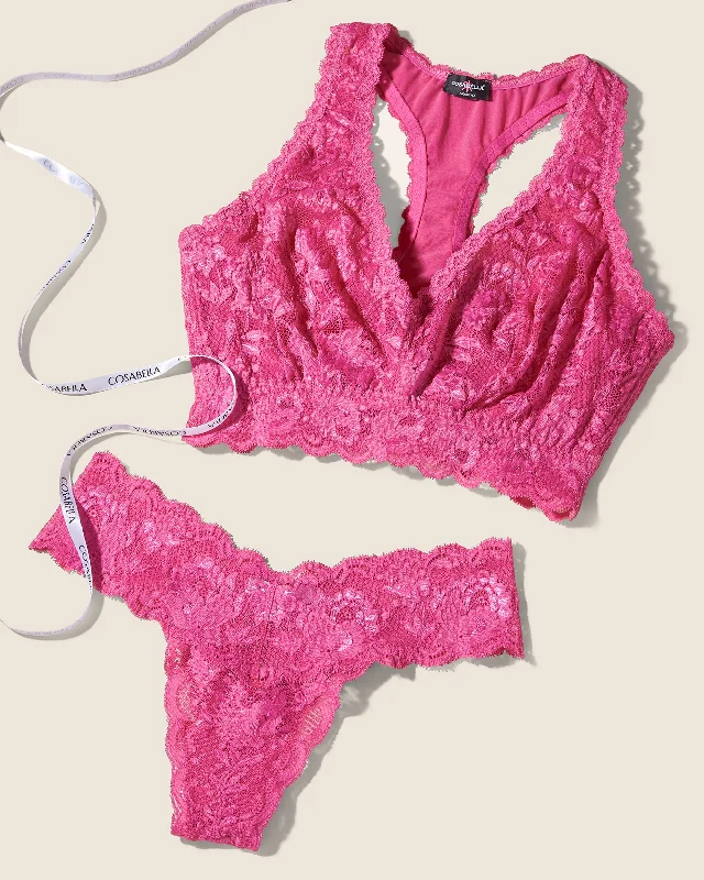 Bra with a high - cut cup for more coverage and support Curvy Racie Racerback Bralette & Cutie Thong Set Bra with a high - cut cup for more coverage and support Curvy Racie Racerback Bralette & Cutie Thong Set