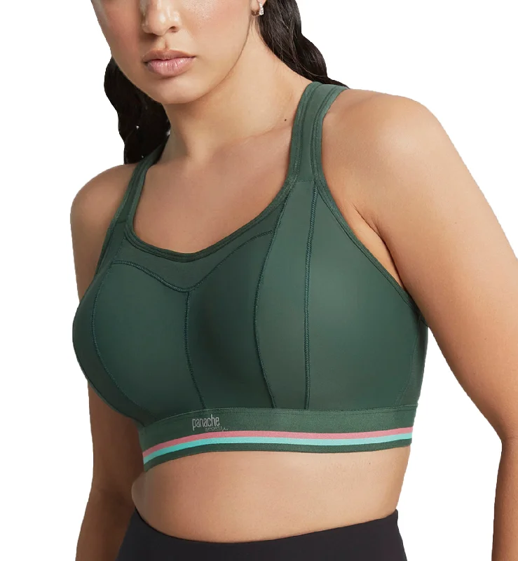 Bra with a contoured cup for a natural - looking shape Panache Boundless Racerback Non-Wire Sports Bra (7341R) - Forest Green Bra with a contoured cup for a natural - looking shape Panache Boundless Racerback Non-Wire Sports Bra (7341R) - Forest Green