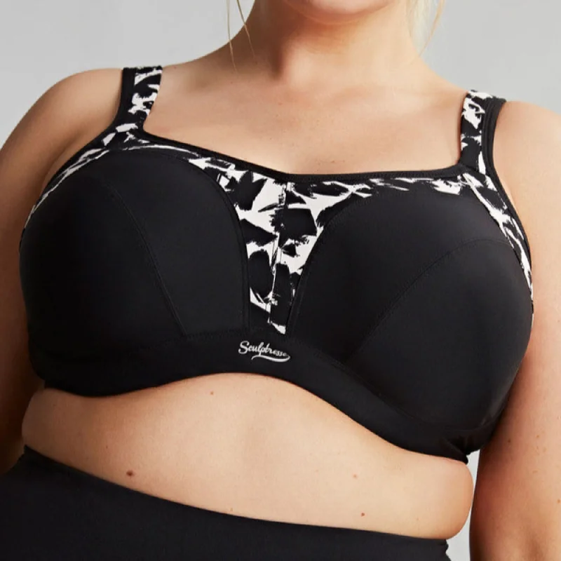 Bra with a plunge neckline for low - cut tops Non Padded Sports Bra 9441 - Mono Print Bra with a plunge neckline for low - cut tops Non Padded Sports Bra 9441 - Mono Print