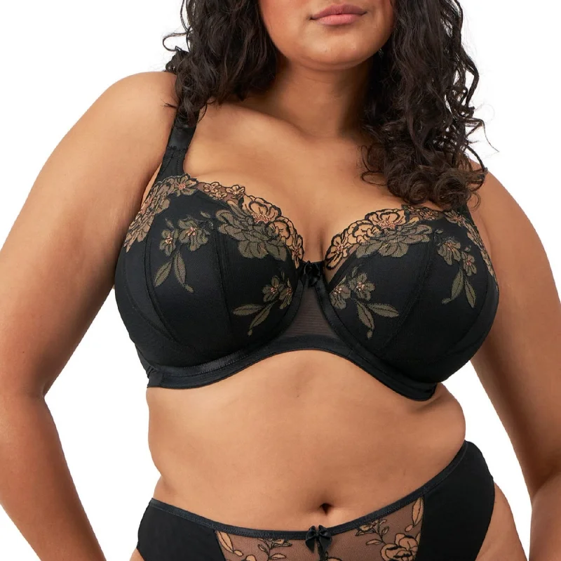 Bra with side - support panels to prevent spillage Teagan Padded Half Cup Bra EL302615 - Black/Almond Bra with side - support panels to prevent spillage Teagan Padded Half Cup Bra EL302615 - Black/Almond