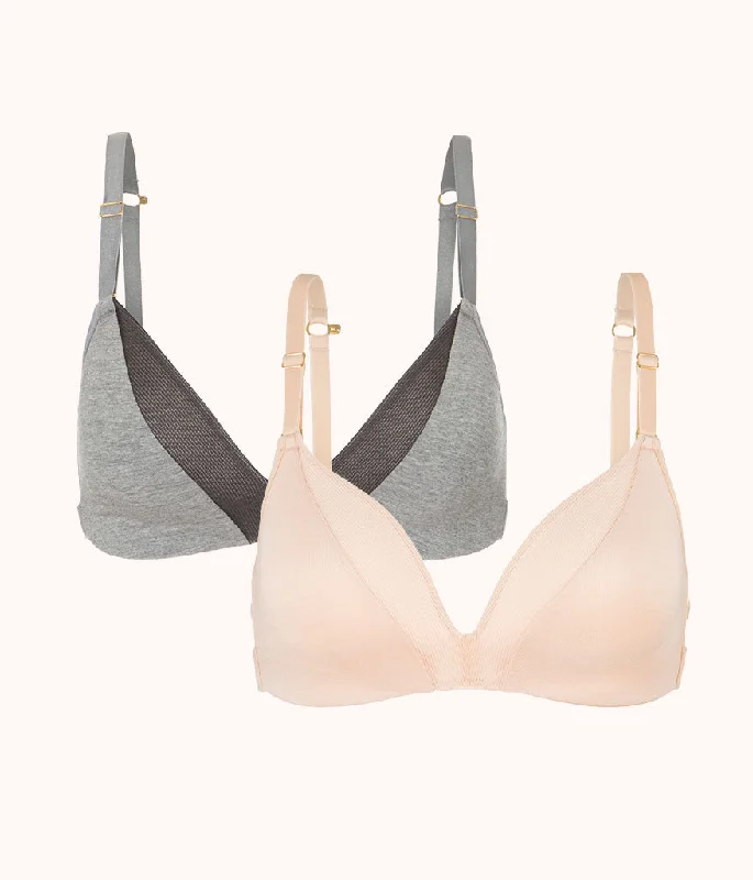 Women's balconette bras with lace trimThe All-Day Deep V No-Wire Bundle: Toasted Almond/Heather Gray Women's balconette bras with lace trimThe All-Day Deep V No-Wire Bundle: Toasted Almond/Heather Gray