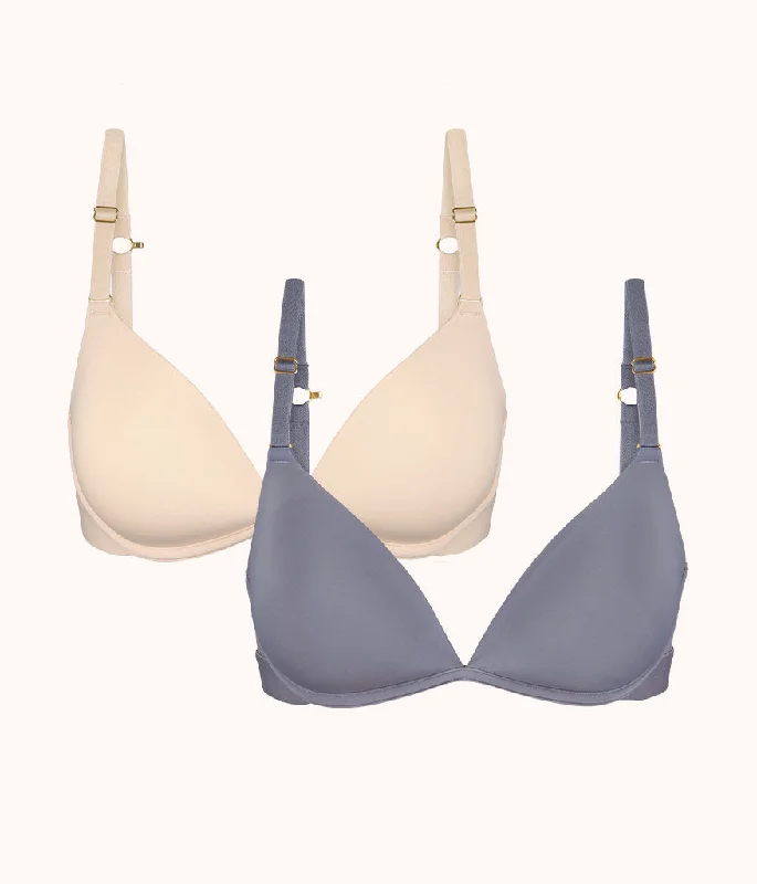 Women's pastel - colored bras for a soft lookThe Deep V No-Wire Push-Up Bundle: Toasted Almond/Smoke Women's pastel - colored bras for a soft lookThe Deep V No-Wire Push-Up Bundle: Toasted Almond/Smoke