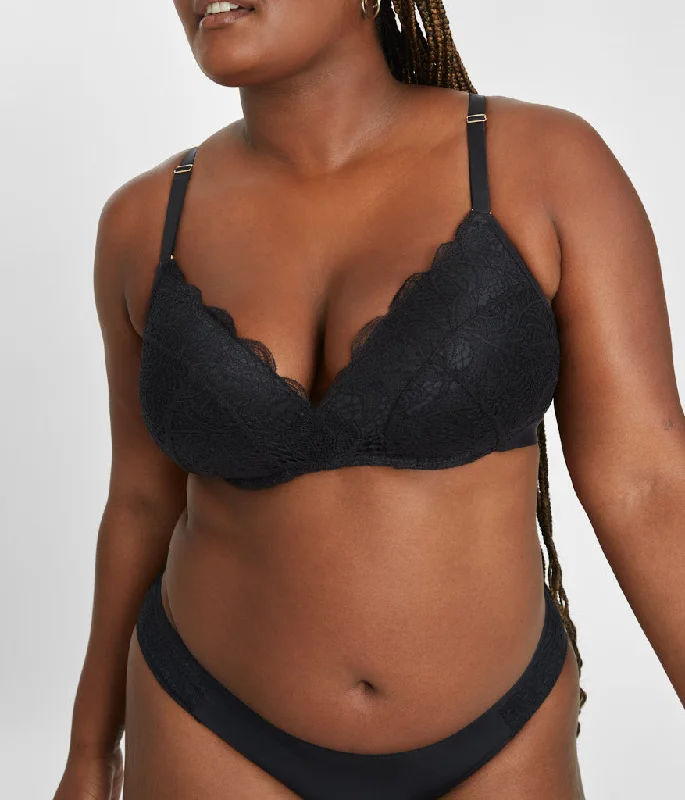 Women's convertible bras with multiple strap optionsThe Lace No-Wire Push-Up: Jet Black Women's convertible bras with multiple strap optionsThe Lace No-Wire Push-Up: Jet Black
