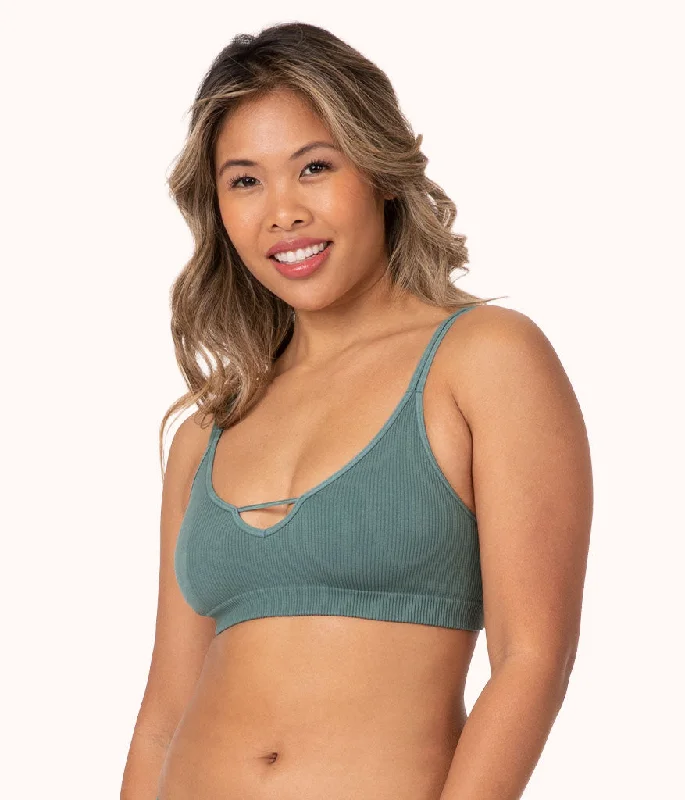 Women's bras using a bamboo fiber liningThe Skinny-Strap Seamless Bralette: Harbor Green Women's bras using a bamboo fiber liningThe Skinny-Strap Seamless Bralette: Harbor Green