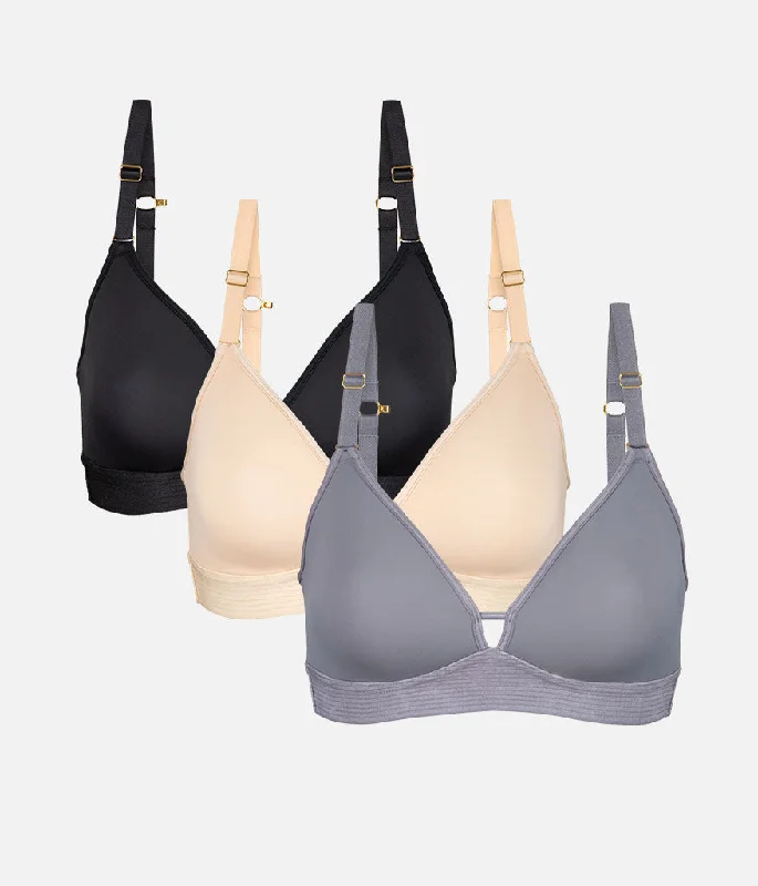 Women's bras with a cooling fabricThe Spacer Bra Trio: Jet Black/Toasted Almond/Smoke Women's bras with a cooling fabricThe Spacer Bra Trio: Jet Black/Toasted Almond/Smoke