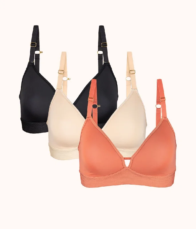 Women's bras with a neoprene componentThe Spacer Bra Trio: Terracotta/Jet Black/Toasted Almond Women's bras with a neoprene componentThe Spacer Bra Trio: Terracotta/Jet Black/Toasted Almond