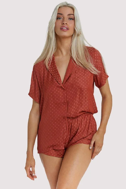 Bra with a breathable lining for a cool feel​ Rust Spot Satin Pyjama Set