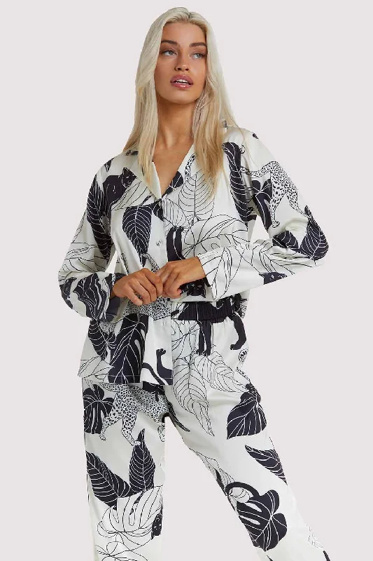 Bra with a memory foam cup for a customized fit​ Panther Print Satin Pyjama Set