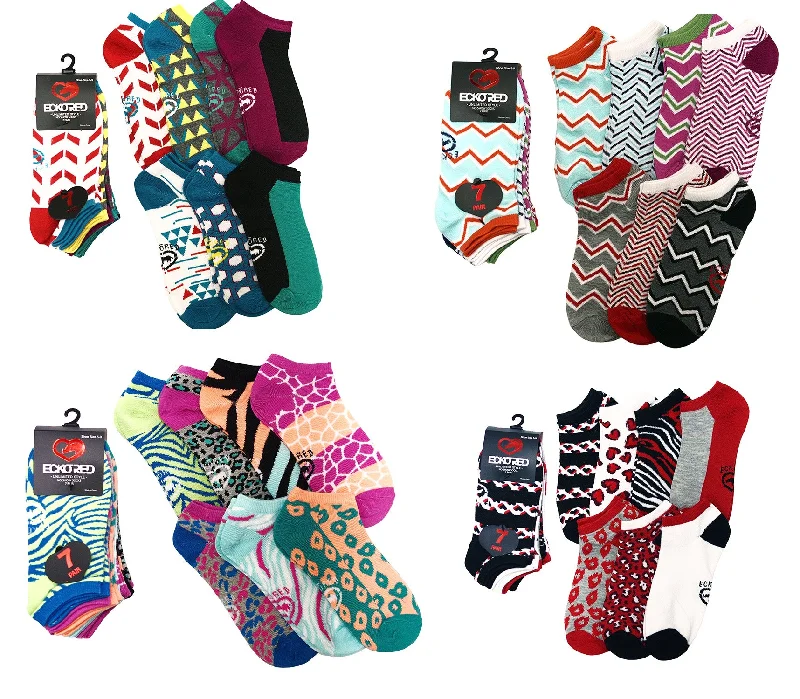 Women's leather - look socks for an edgy style7 Pairs Ecko Red Women's Fun Funky Colorful Multi-Color Cotton Low Ankle Socks Women's leather - look socks for an edgy style7 Pairs Ecko Red Women's Fun Funky Colorful Multi-Color Cotton Low Ankle Socks