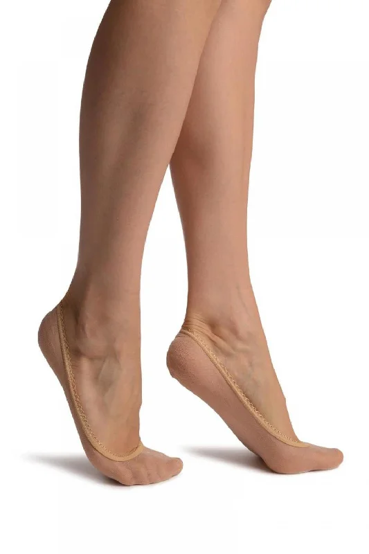 Women's cushioned sole socks for shock absorptionBeige Mesh With Little Hearts & Elasticated Top Essential Footies Women's cushioned sole socks for shock absorptionBeige Mesh With Little Hearts & Elasticated Top Essential Footies