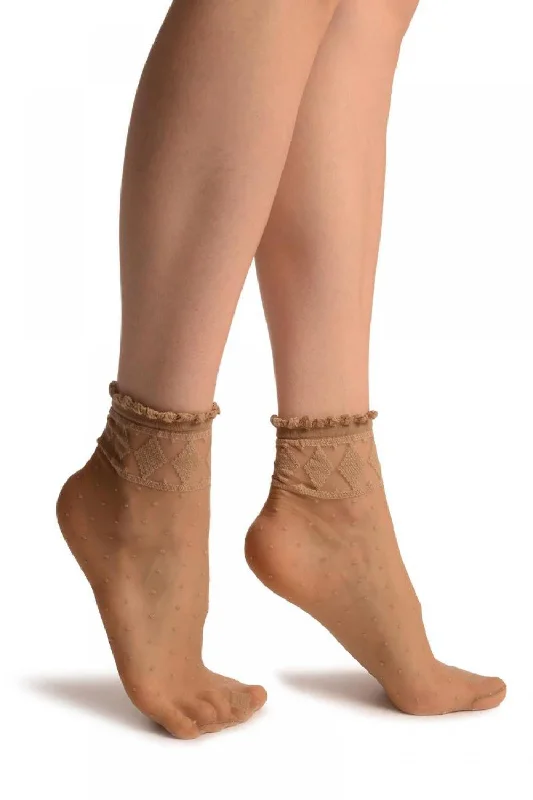 Women's quick - dry socks for water activitiesBeige With Little Dots And Diamonds Silky Comfort Top Ankle High Socks Women's quick - dry socks for water activitiesBeige With Little Dots And Diamonds Silky Comfort Top Ankle High Socks