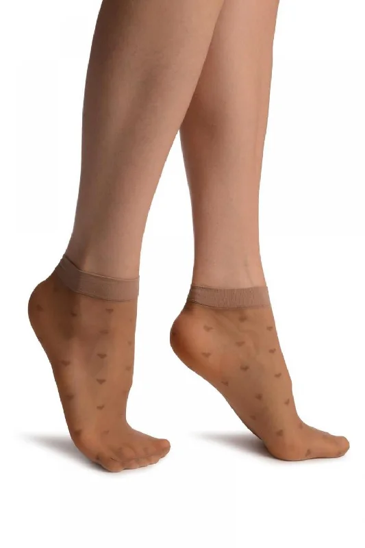 Women's spandex - infused socks for stretchBeige With Little Hearts Ankle High Socks Women's spandex - infused socks for stretchBeige With Little Hearts Ankle High Socks
