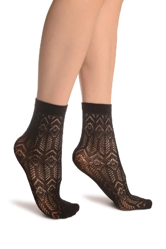 Women's arch - support socks for better comfortBlack Geometrical Crochet Lace Ankle High Socks Women's arch - support socks for better comfortBlack Geometrical Crochet Lace Ankle High Socks