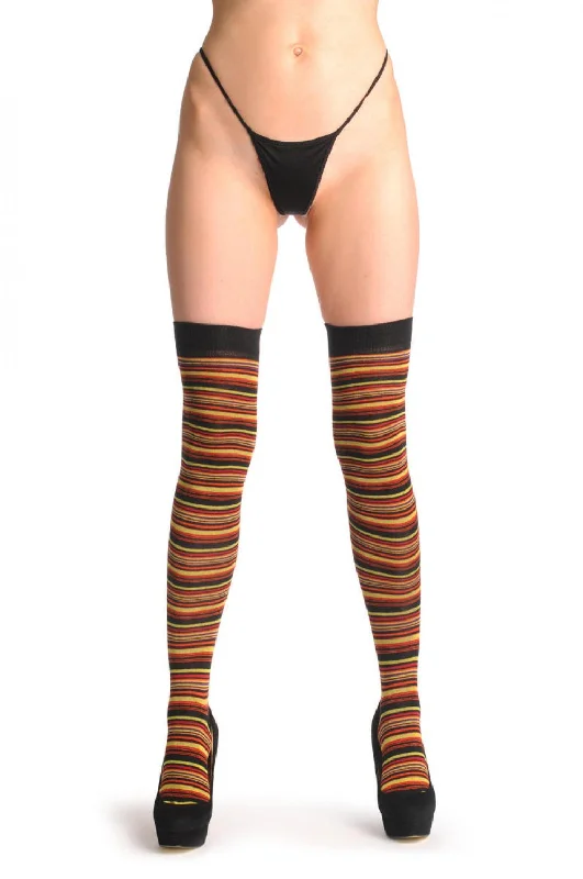 Women's adjustable - fit socks for a customized feelBlack Orange & Neon Green Thin Stripes Women's adjustable - fit socks for a customized feelBlack Orange & Neon Green Thin Stripes