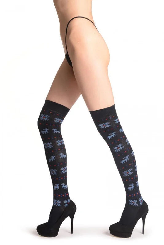 Women's anti - odor socks for long - day freshnessBlue Fairisle & Reindeers On Dark Blue Women's anti - odor socks for long - day freshnessBlue Fairisle & Reindeers On Dark Blue