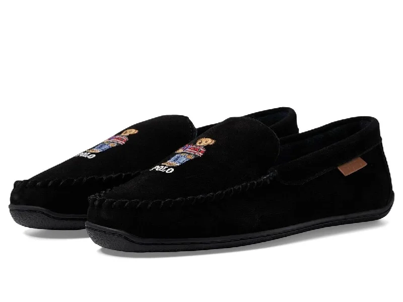 Women's cashmere - blend socks for extra softnessBRENAN BEAR Mens Moccasin Slippers Black Suede Women's cashmere - blend socks for extra softnessBRENAN BEAR Mens Moccasin Slippers Black Suede