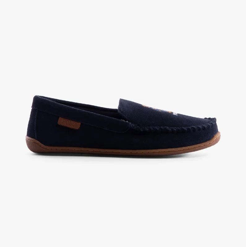 Women's spandex - infused socks for stretchBRENAN BEAR Mens Moccasin Slippers Navy Suede Women's spandex - infused socks for stretchBRENAN BEAR Mens Moccasin Slippers Navy Suede