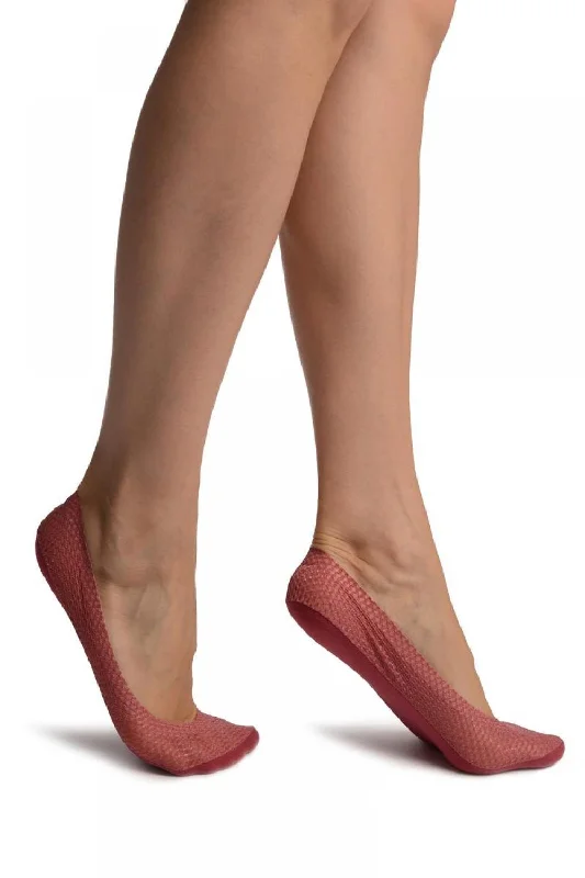 Women's knee - high socks with lace trimCherry Red Snake Skin, Silver Lurex With Silicon Heel & Bottom Footies Women's knee - high socks with lace trimCherry Red Snake Skin, Silver Lurex With Silicon Heel & Bottom Footies