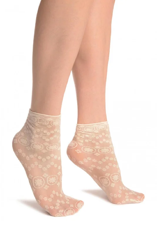 Women's hypoallergenic socks for sensitive skinCream Water Lilly With Comfortable Top Ankle High Socks Women's hypoallergenic socks for sensitive skinCream Water Lilly With Comfortable Top Ankle High Socks