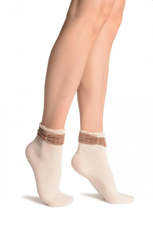 Women's ankle socks with a frilly edgeCream With Around The Ankle Bow Ankle High Socks Women's ankle socks with a frilly edgeCream With Around The Ankle Bow Ankle High Socks