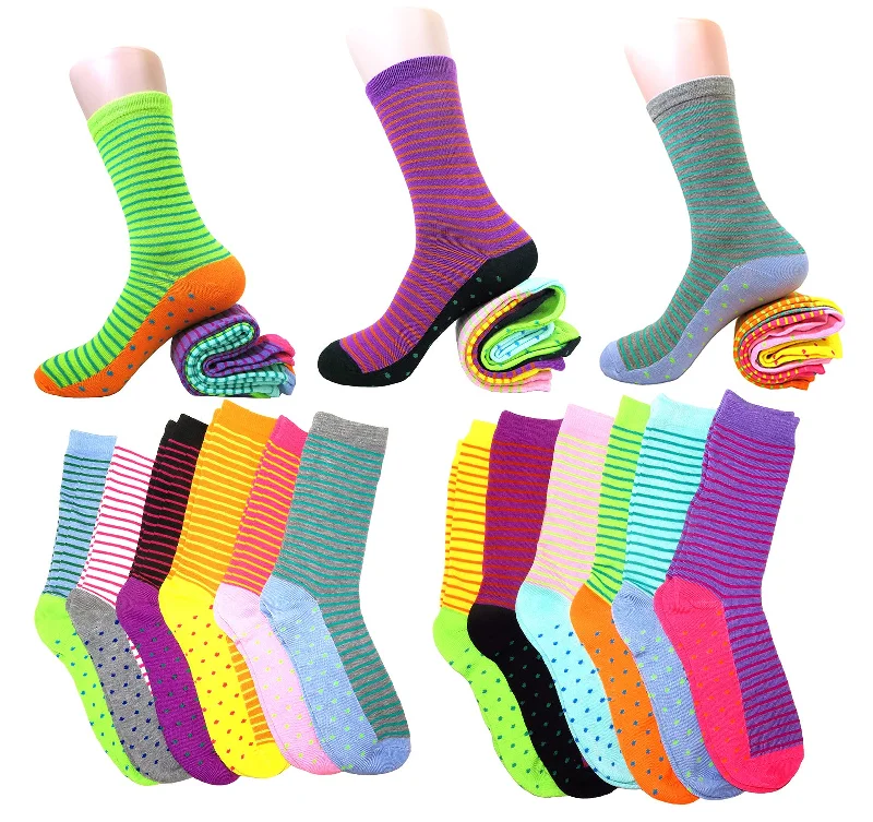Women's thermal socks for cold weatherFun & Colorful Two Tone Stripes & Dotes Assorted 12 Pack Crew Socks Women's thermal socks for cold weatherFun & Colorful Two Tone Stripes & Dotes Assorted 12 Pack Crew Socks