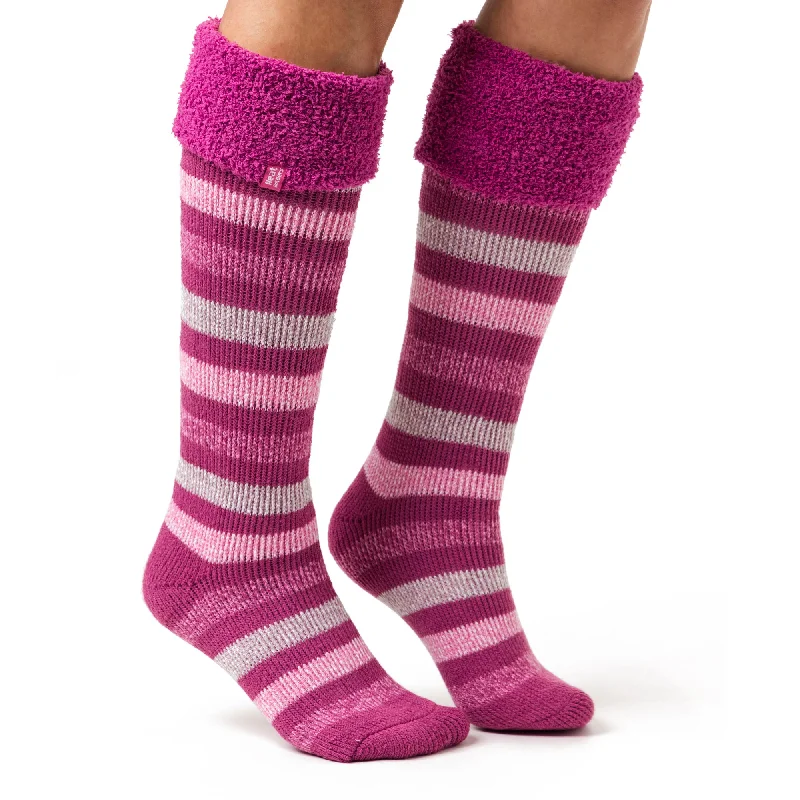Women's cashmere - blend socks for extra softnessLadies Original Hellebore Wellington Boot Socks - Pink Stripe Women's cashmere - blend socks for extra softnessLadies Original Hellebore Wellington Boot Socks - Pink Stripe