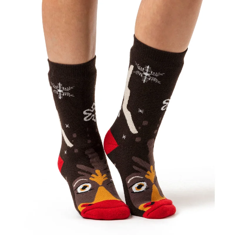 Women's nylon - reinforced socks for durabilityLadies Dual Layer Christmas Socks - Rudolph Women's nylon - reinforced socks for durabilityLadies Dual Layer Christmas Socks - Rudolph