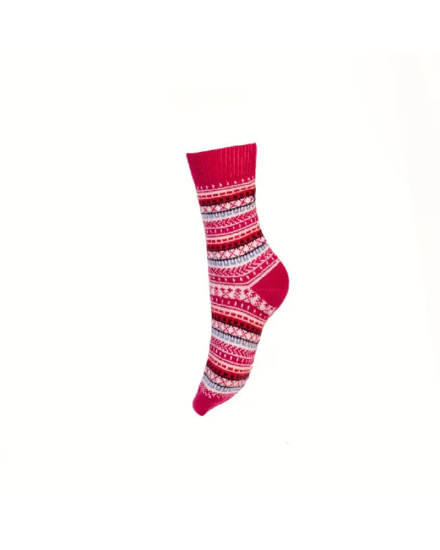 Women's anti - odor socks for long - day freshnessLadies Fair Isle Short Socks - Fushia Women's anti - odor socks for long - day freshnessLadies Fair Isle Short Socks - Fushia