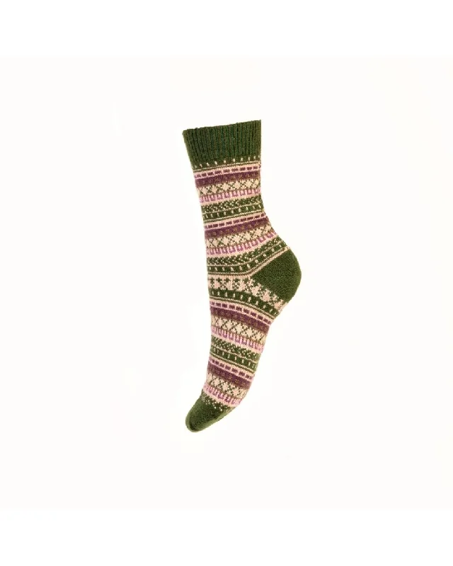Women's quick - dry socks for water activitiesLadies Fair Isle Short Socks - Ivy Green Women's quick - dry socks for water activitiesLadies Fair Isle Short Socks - Ivy Green