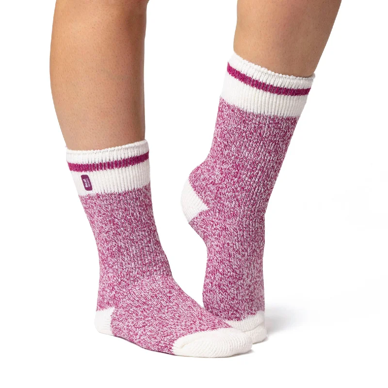 Women's thermal socks for cold weatherLadies Original Scafell Twist Socks - Cream & Berry Women's thermal socks for cold weatherLadies Original Scafell Twist Socks - Cream & Berry