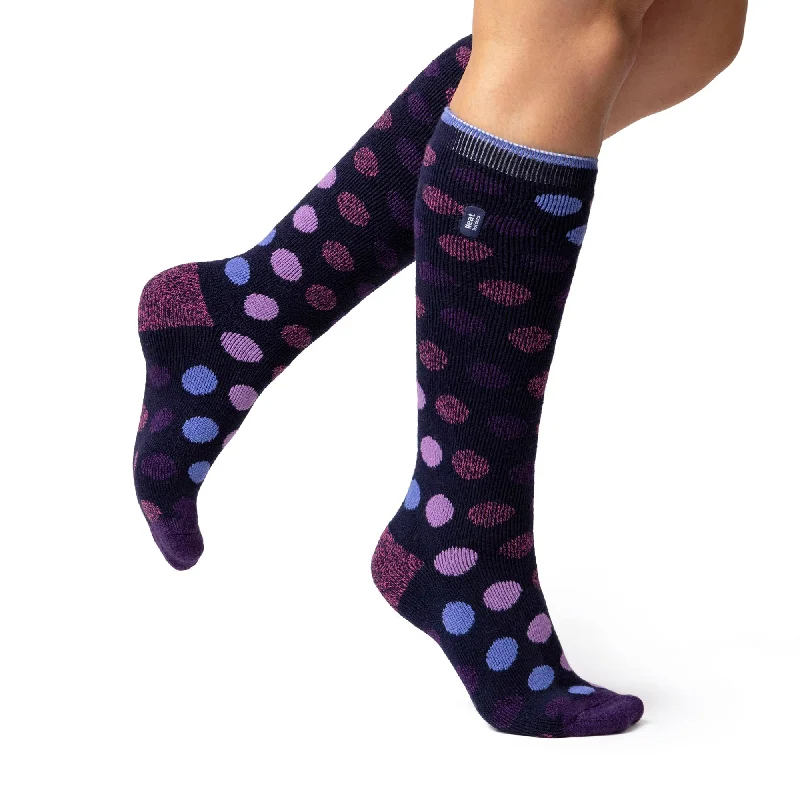 Women's sheer over - the - knee socks for a sexy appealLadies Lite Mahonia Long Socks - Navy Spots Women's sheer over - the - knee socks for a sexy appealLadies Lite Mahonia Long Socks - Navy Spots