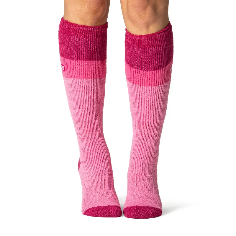 Women's cotton blend socks for breathabilityLadies Original Long Ski & Snow Sports Socks - Raspberry, Pink & Light Pink Women's cotton blend socks for breathabilityLadies Original Long Ski & Snow Sports Socks - Raspberry, Pink & Light Pink